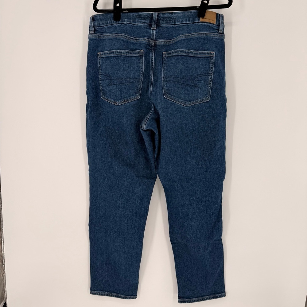 American Eagle Stretch High-Waisted Dark Blue Women’s Curvy Mom Jeans Size 14R - Picture 2 of 11